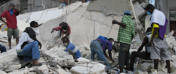 Searching for victims in concrete rubble with little or no tools.